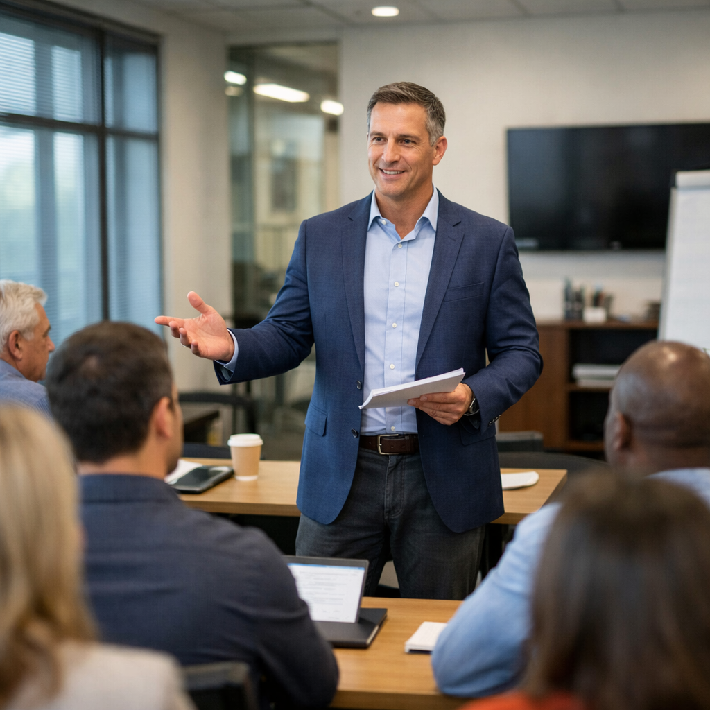 Office Training Session Professional Male Teaching Realistic Photo-1